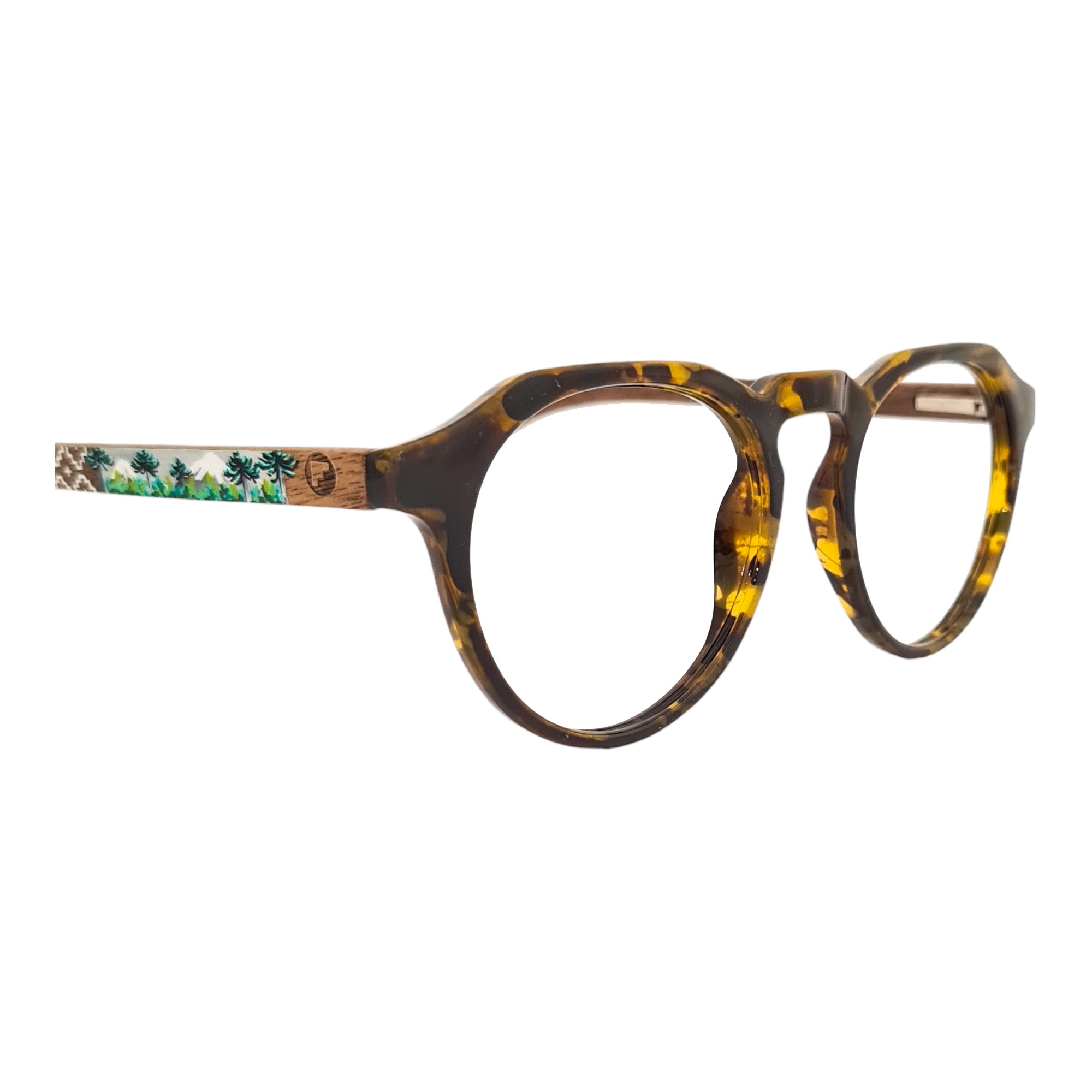 Gogo Clasico Tortoise Amarillo Acetato Madera Pintado Araucarias Optico Pintado
