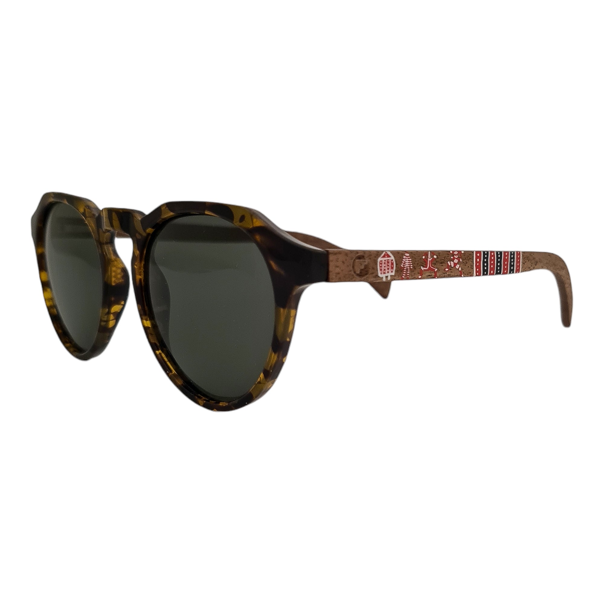 Gogo Clasico Tortoise Amarillo Acetato Madera Pintado Selknam De Sol Pintados