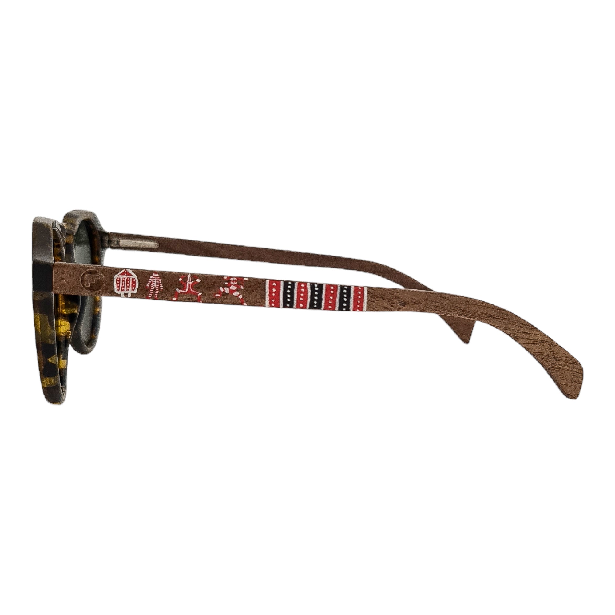Gogo Clasico Tortoise Amarillo Acetato Madera Pintado Selknam De Sol Pintados