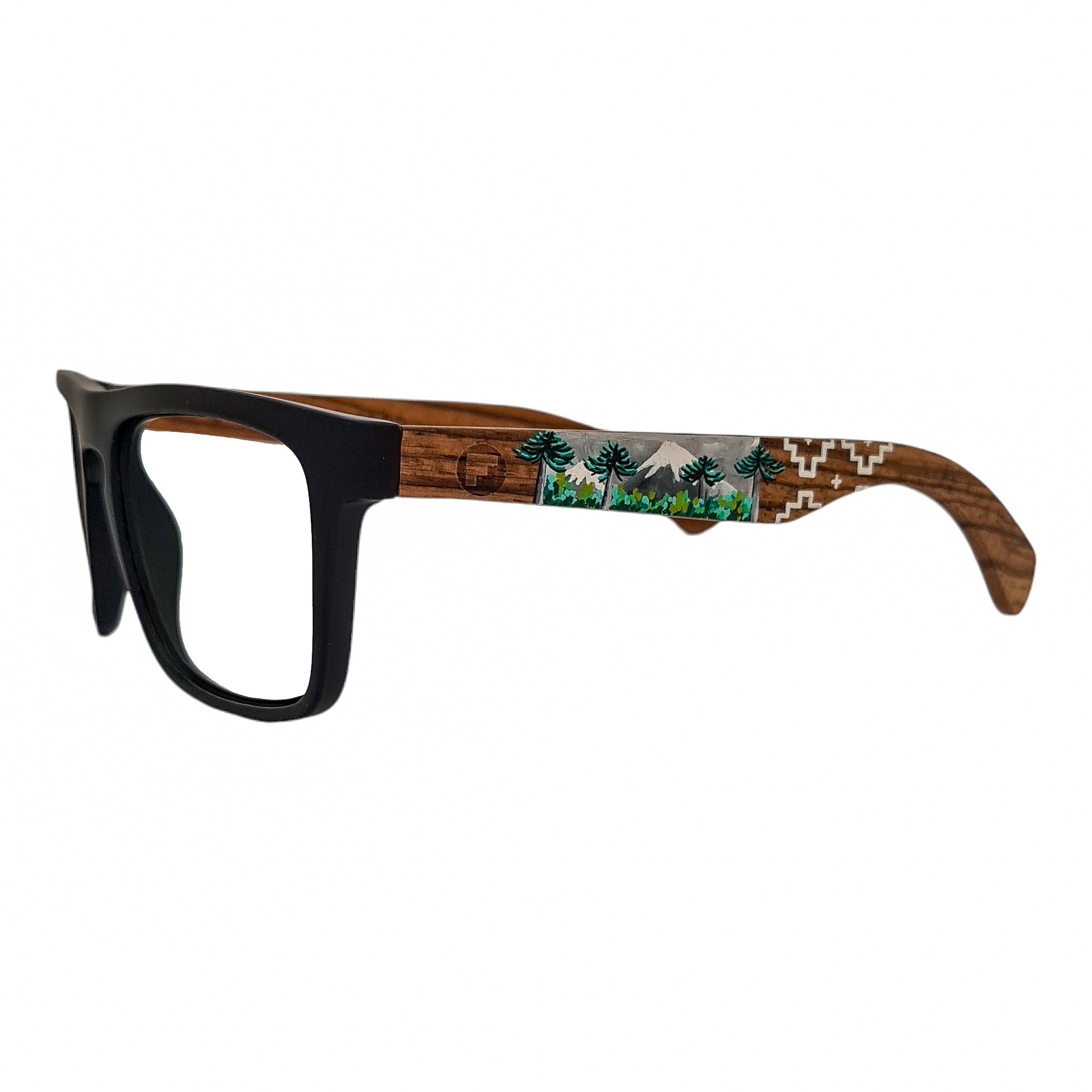 Ruffi Negro Acetato Madera Pintado Araucarias Optico Pintado