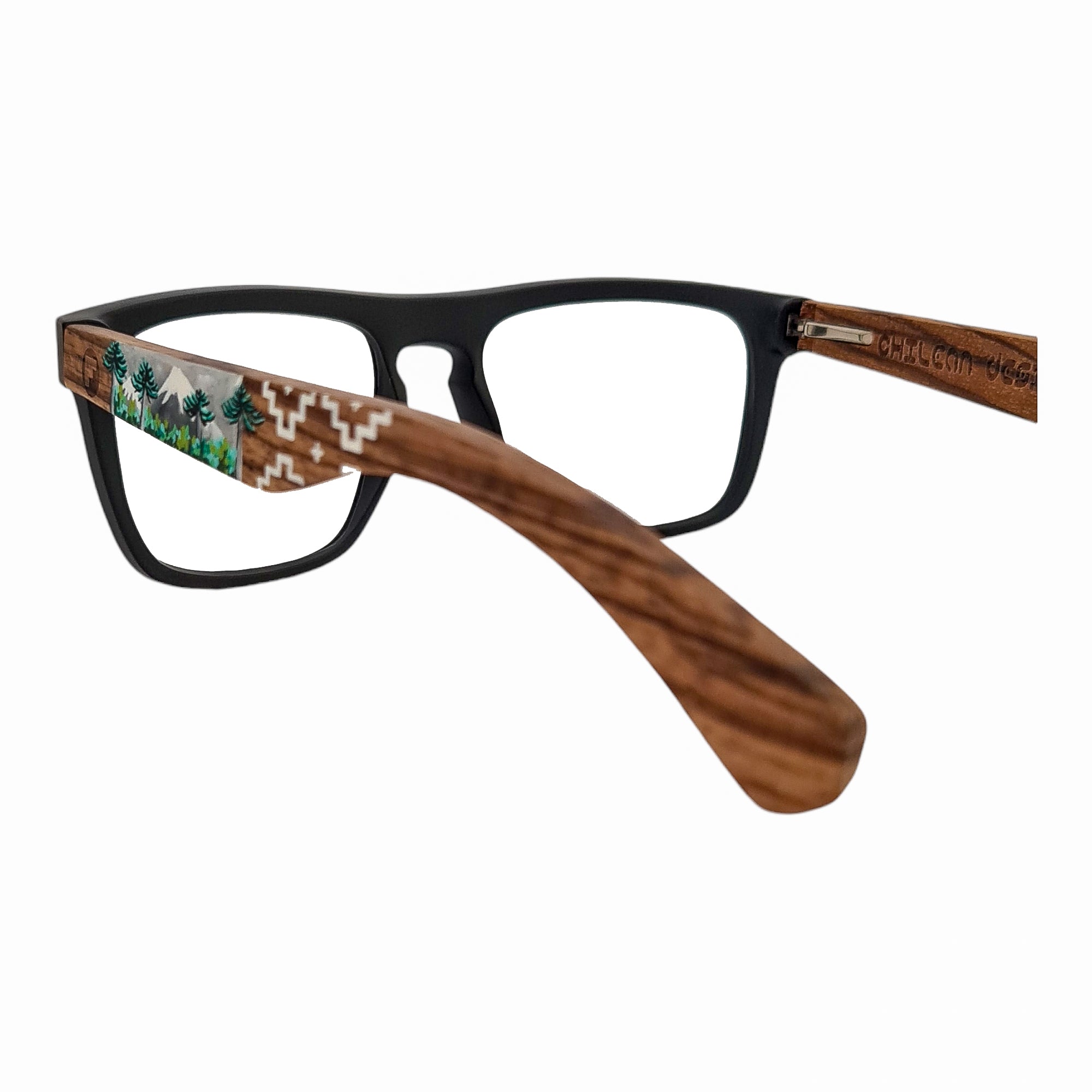 Ruffi Negro Acetato Madera Pintado Araucarias Optico Pintado
