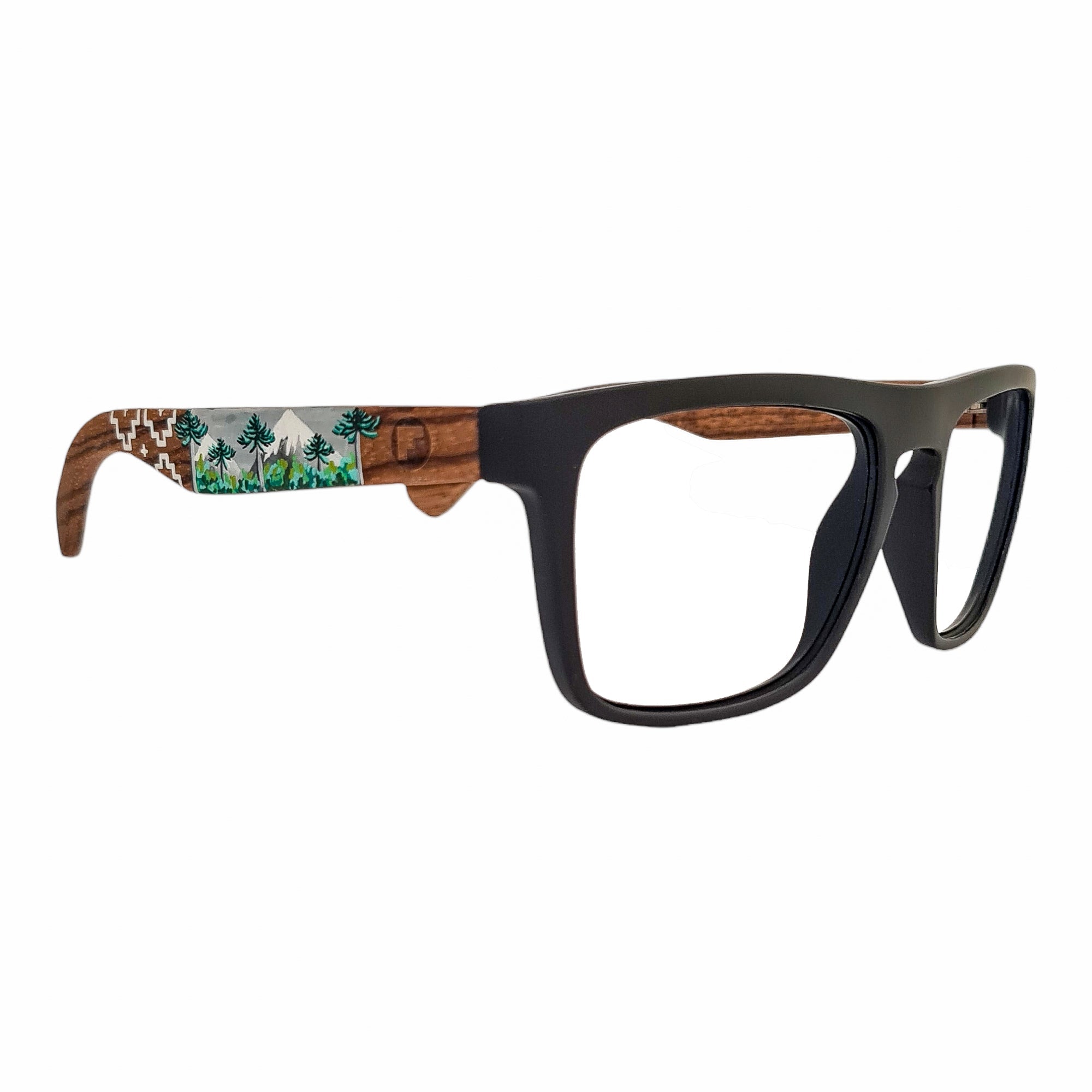 Ruffi Negro Acetato Madera Pintado Araucarias Optico Pintado