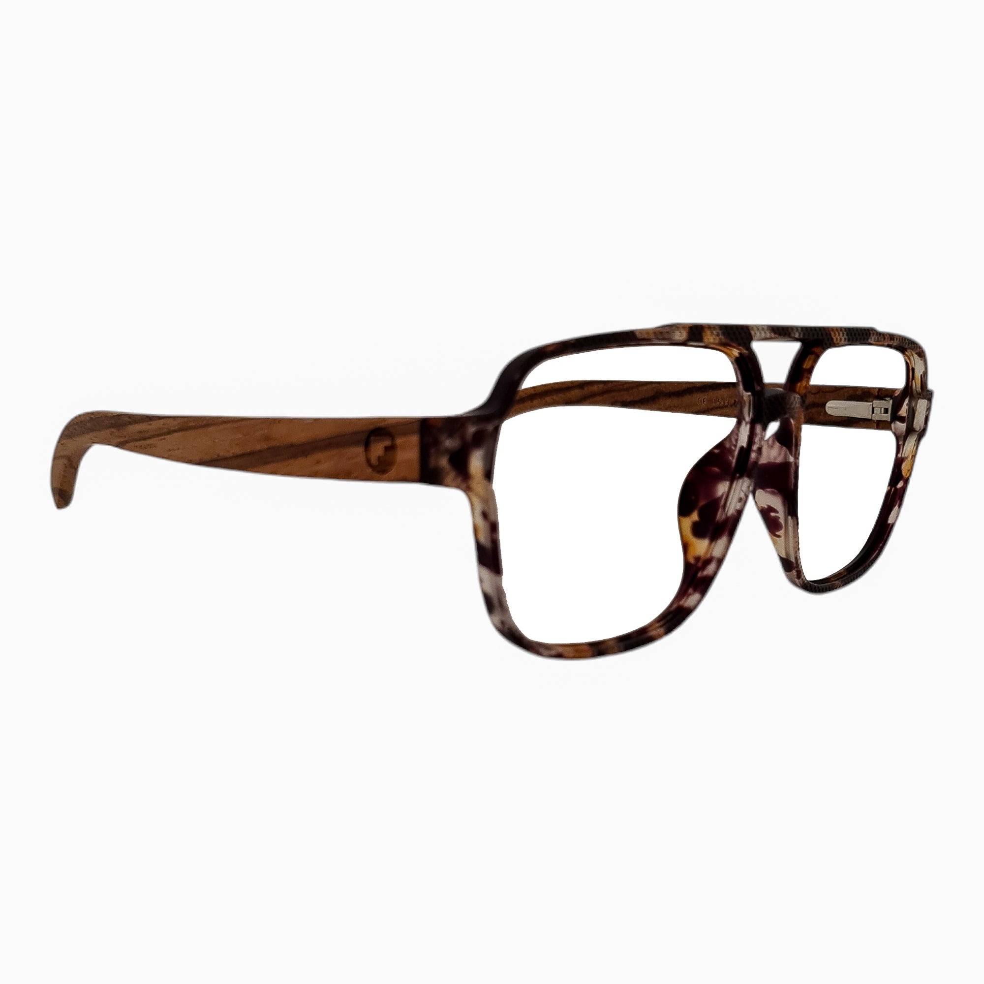 Square Bridge Tortoise Acetato Madera Optico